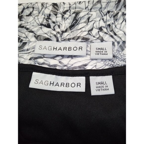 SAG Harbor Black White Faux Layered Blouse & Tank Size Small - Picture 6 of 7